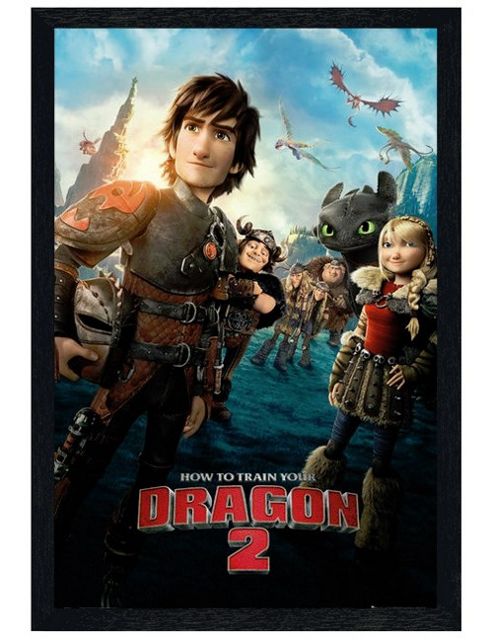 Image of Black Wooden Framed How To Train Your Dragon 2 Poster