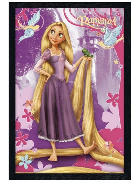 Image of Black Wooden Framed Disney Princess Rapunzel Poster