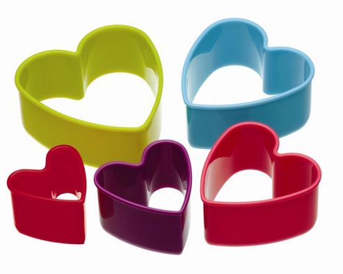 Image of Kitchen Craft Five Piece Heart Shaped Coloured Cookie Cutter Set
