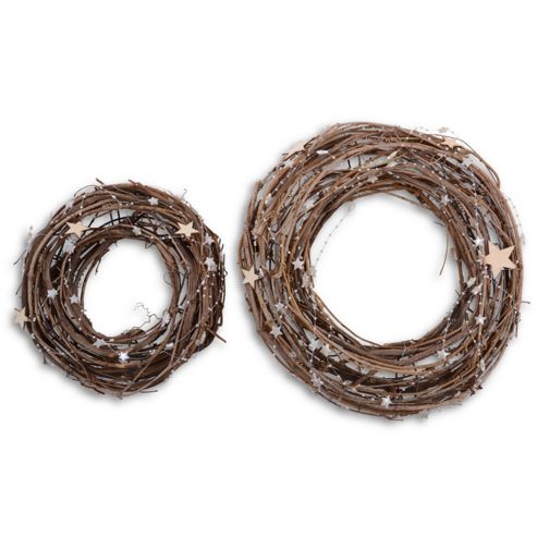 Image of Natural Twig Handmade Christmas Wreath With Star Detail - Small And Large