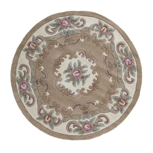 Image of Lotus Premium Aubusson Fawn 120x120 Wool Rug