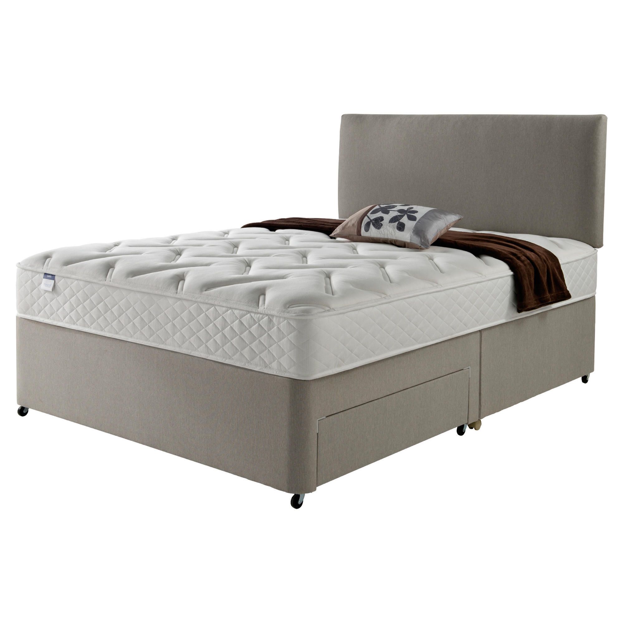 Silentnight Miracoil Luxury Memory Non Storage King Size Divan Mink with Headboard at Tesco Direct