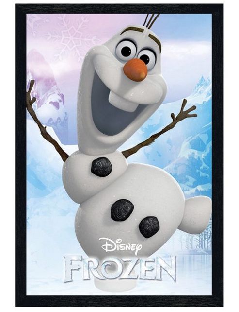 Image of Black Wooden Framed Disney Frozen Olaf Poster