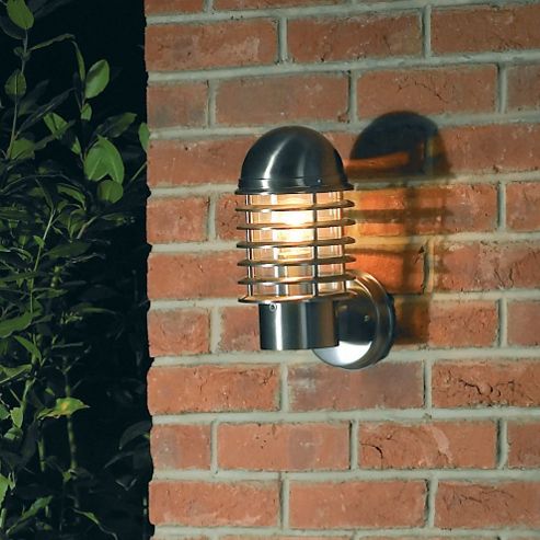 Image of Endon Lighting Caged Wall Lantern In Stainless Steel
