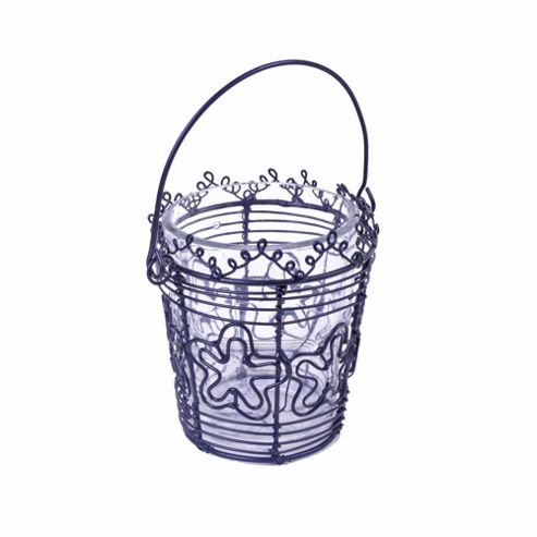 Image of Black Wire & Glass Votive Tea Light Holder In Flower Design