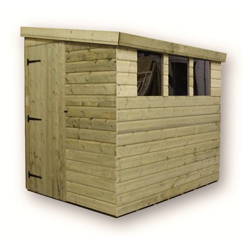 Buy 7ft x 4ft Reverse Pressure Treated 7 x 4 T&amp;G Pent Shed + 3 Windows 