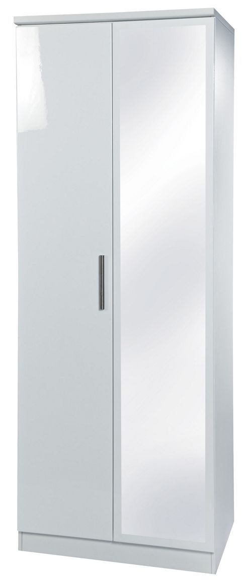 Image of Welcome Furniture Knightsbridge Tall Wardrobe With Mirror - White - White