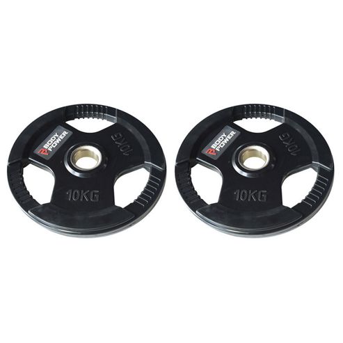 Image of Body Power Rubber Enc Tri Grip Olympic Weight Disc Plates - 10kg (x2)