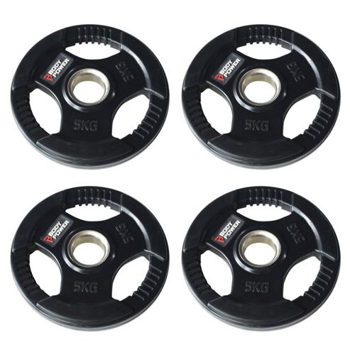 Image of Body Power Rubber Enc Tri Grip Olympic Weight Disc Plates - 5kg (x4)
