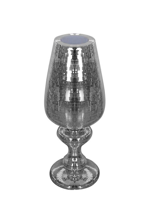 Image of Large Modern Silver Mirror Mosaic Goblet Vase 82cm X 30cm X 30cm