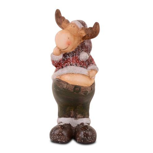 Image of Standing Christmas Reindeer Ornament In Terracotta