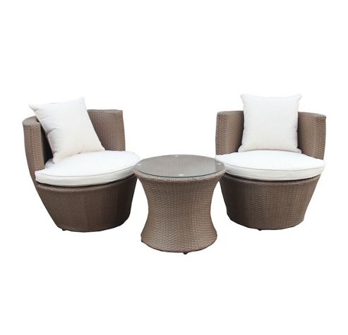Image of Bentley Garden Rattan Stacking 3 Piece Light Brown Furniture Set