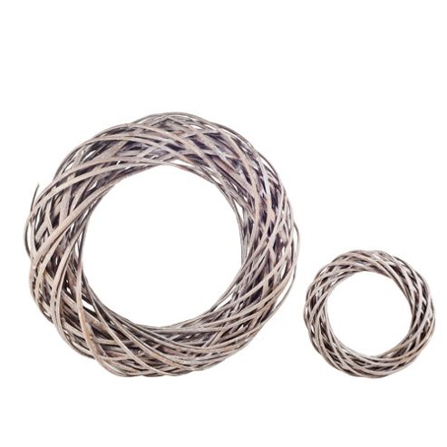 Image of Set Of Two Round Rustic Wicker Christmas Wreaths