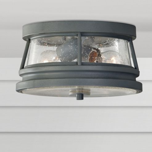 Image of Feiss Chelsea Harbor 2 Light Outdoor Flush Ceiling Light In Storm Cloud