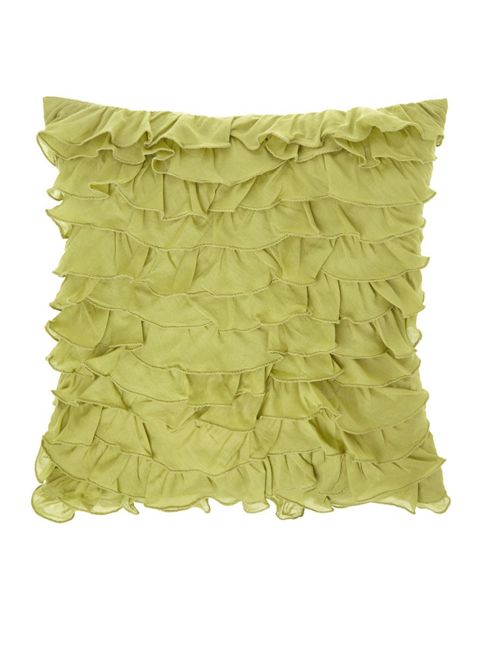 Image of Linea Green Linen Ruffle Cushion