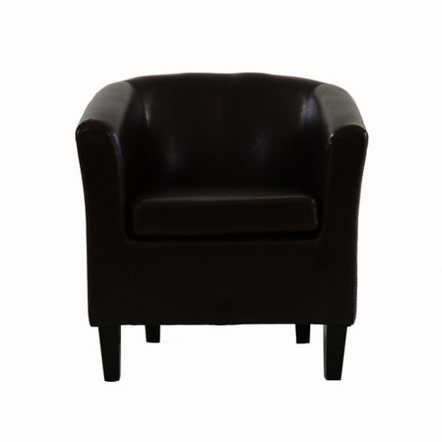 Image of Mayfair Brown Faux Leather Tub Chair