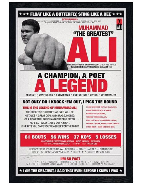 Image of Muhammad Ali Black Wooden Framed A Champion, A Poet, A Legend Poster