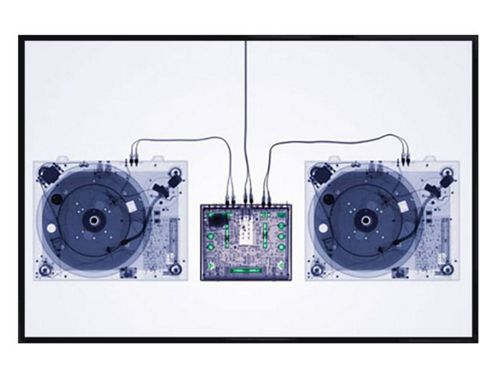 Image of X-ray Record Decks And Mixer Gloss Black Framed X-ray Decks Poster