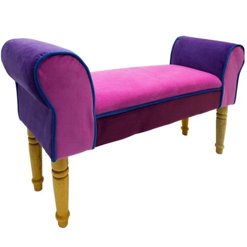 Image of Soleil - Contemporary Chaise Pouffe Stool / Wood Legs - Pink/ Purple