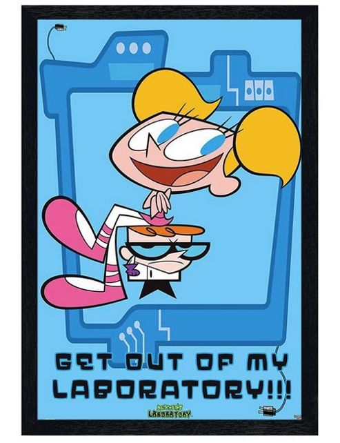 Image of Black Wooden Framed Dexter's Laboratory Get Out Of My Laboratory Poster
