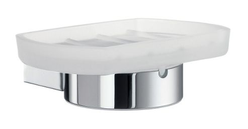 Image of Smedbo Air Holder In Polished Chrome With Frosted Glass Soap Dish