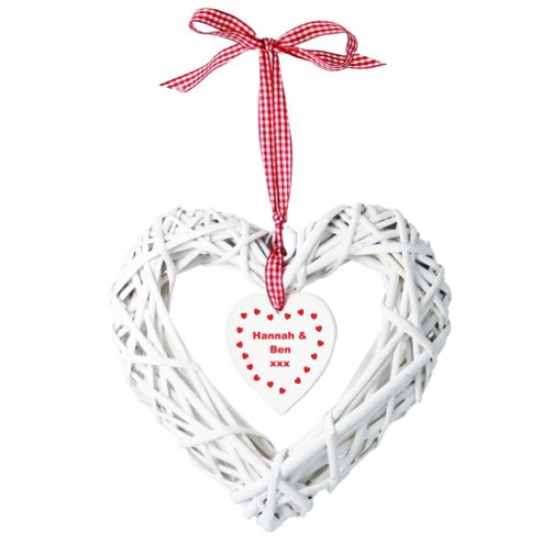 Image of Personalised Wooden Wicker Heart