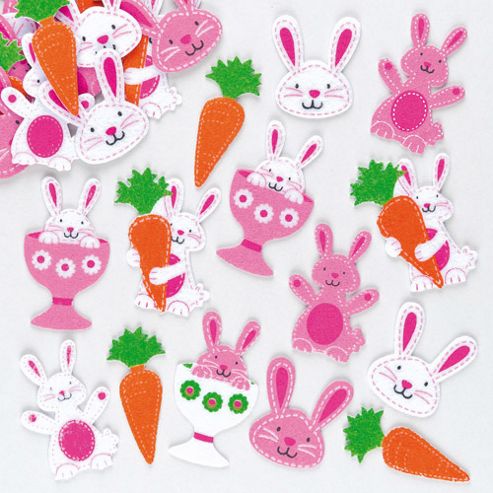 Image of Easter Bunny & Carrot Felt Craft Stickers (pack Of 80)