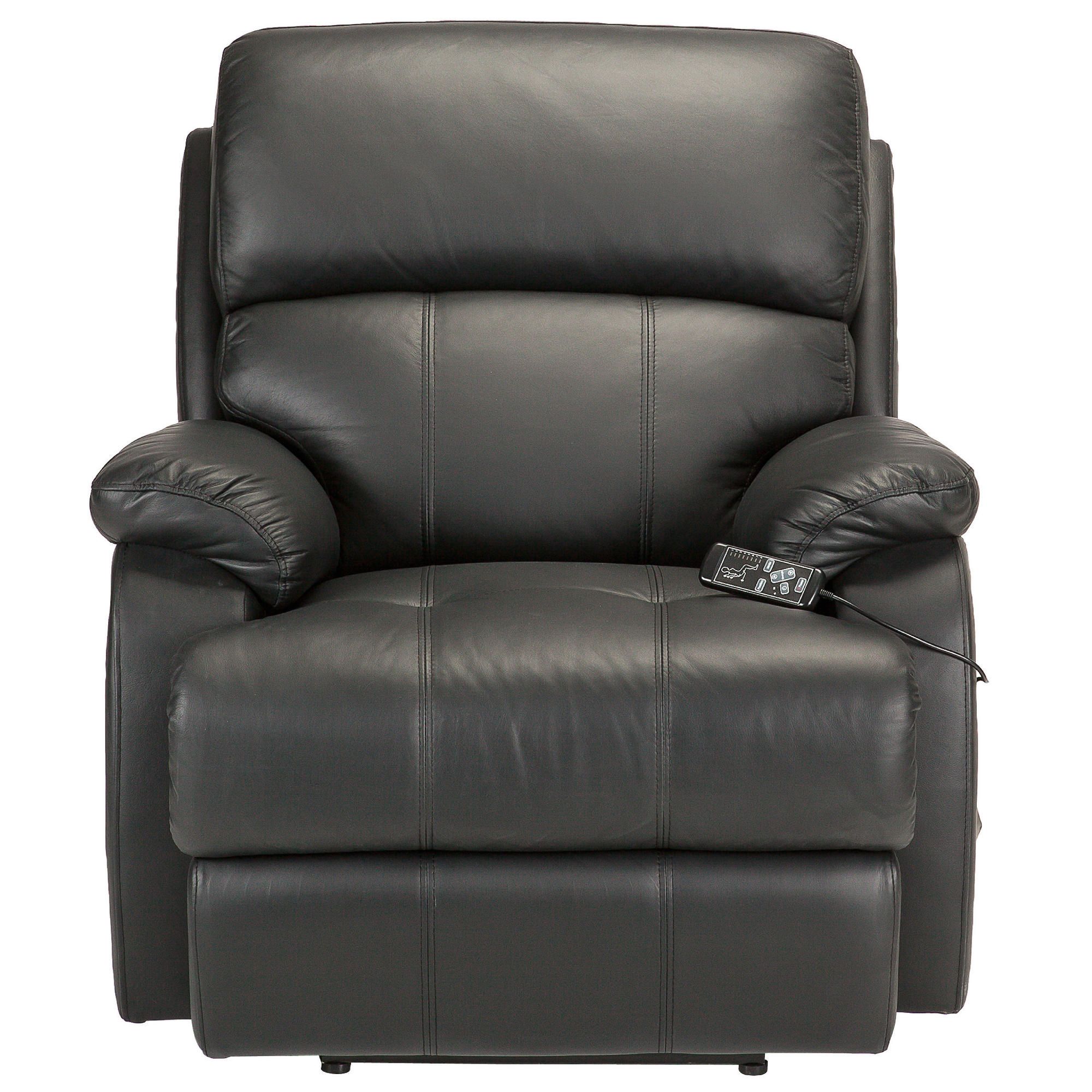 Massage Leather Recliner Chair Black at Tesco Direct