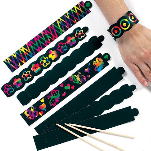 Image of Kids Crafts Scratch Art Bracelets (pack Of 12)