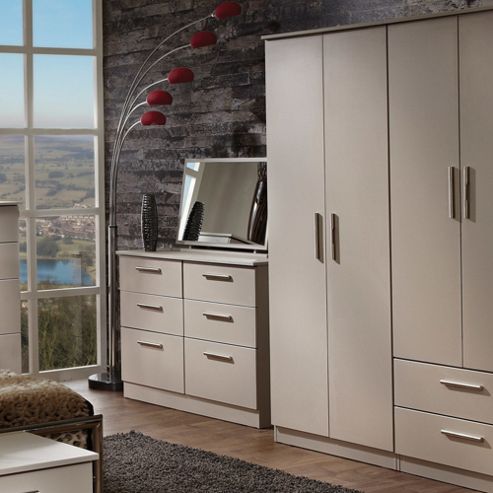Image of Welcome Furniture Contrast Tall Plain Wardrobe - Mushroom