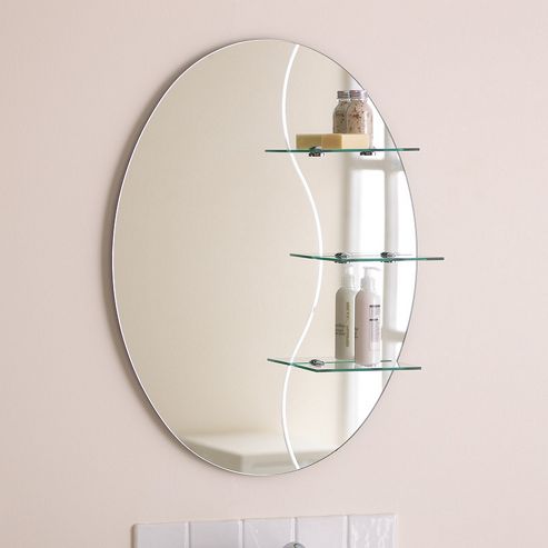 Image of Endon Lighting Kolat Bathroom Mirror With Chrome Shelf Brackets