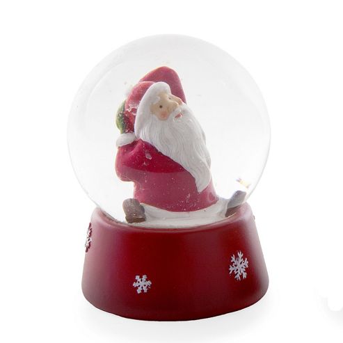 Image of Traditional Look Festive Snow Globe With Exercising Father Christmas Sitting Figure