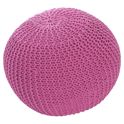 Image of Kaikoo Lightweight Knitted Pouffe, Pink