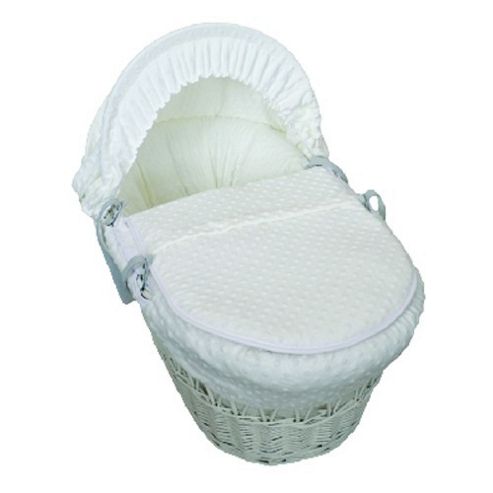 Image of Cuddles Collection White Wicker Moses Basket (dimple Cream)