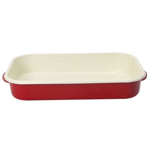 Image of Dexam Vintage Home Enamelware Rectangular Dish - Claret
