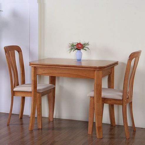 Image of G&p Furniture Windsor House 3-piece Newark Flip Top Dining Set With Slatted Back Chair - Maple