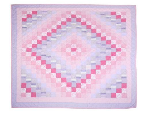 Image of Woven Magic Trip Around The World Pink Lilac Quilt - Queen - Blue