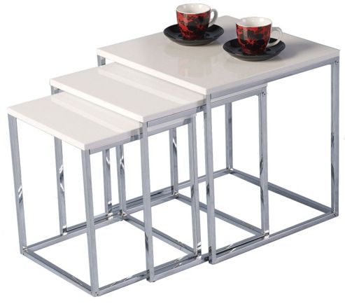 Image of Charisma Gloss White And Chrome Nest Of Tables