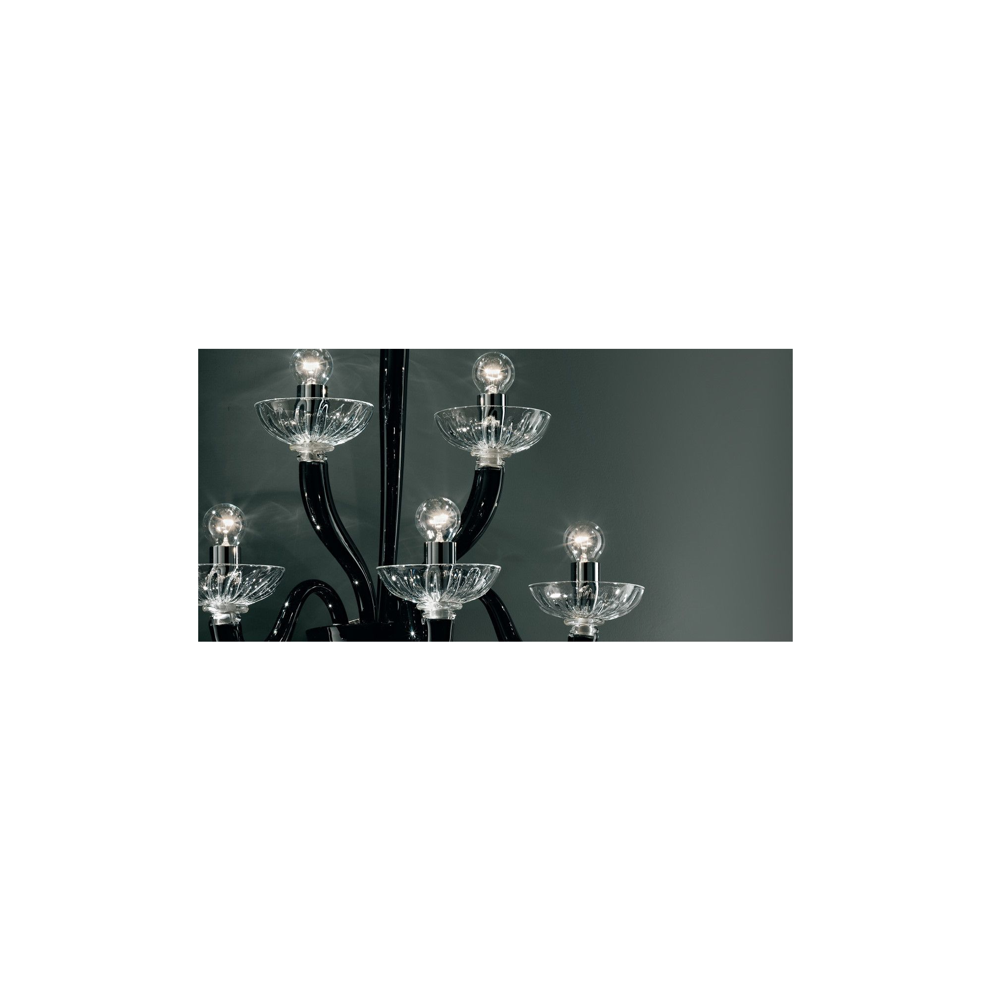 De Majo 8000 Six Light Wall Lamp - Black And Clear Glass