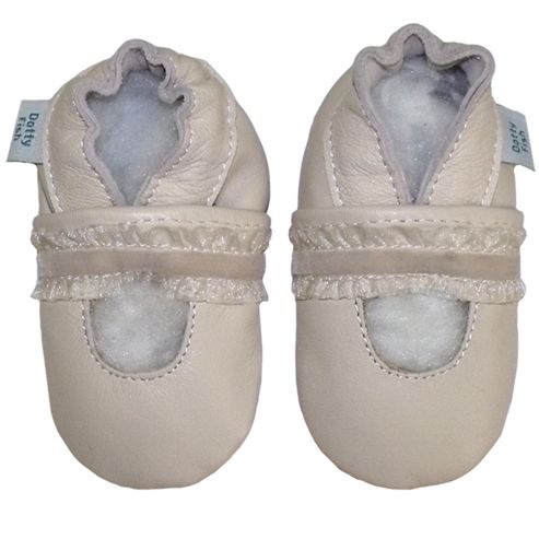 Image of Dotty Fish Soft Leather Baby Shoe - Cream Christening Design - Cream