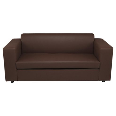 Image of Stanza Leather Effect Sofa Bed, 2 Seater Sofa Chocolate