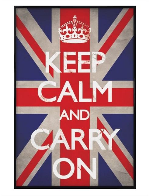 Image of Keep Calm And Carry On Gloss Black Framed Keep Calm Union Jack Poster