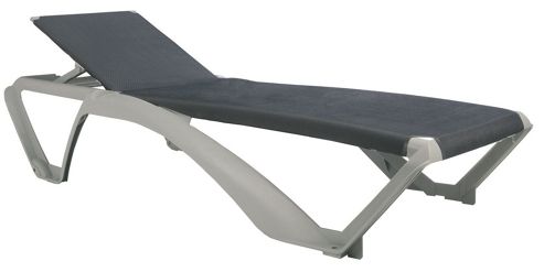 Image of Resol Marina Sun Lounger / Bed - Silver Frame With Blue Jeans Canvas Material