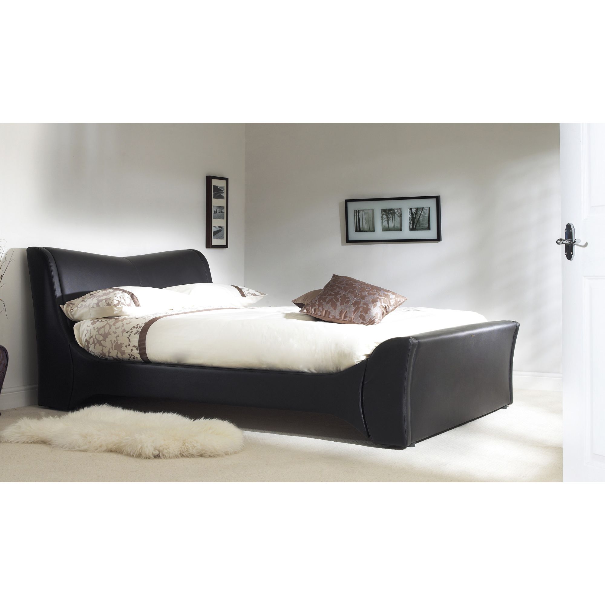 Frank Bosworth Veneto Leather Bed - Black - King at Tescos Direct