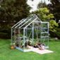 Halls 6X6 Popular Aluminium Greenhouse + Base - Horticultural Glass