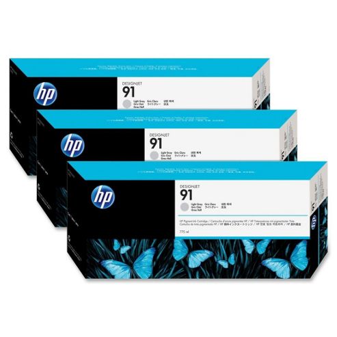 Image of Hp 91 3-pack 775-ml Light Gray Ink Cartridges