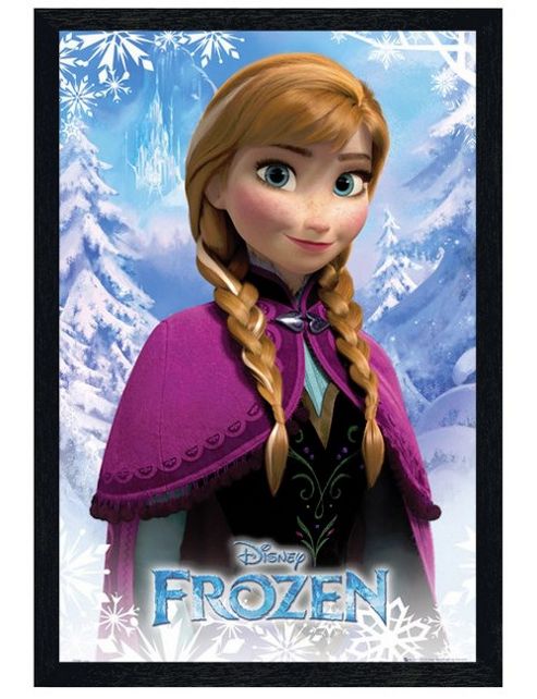 Image of Black Wooden Framed Disney's Frozen Anna Poster