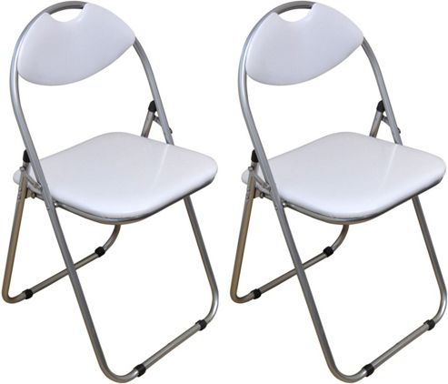 Image of Pack Of 2 White Padded Folding Office, Desk, Poker Chair.