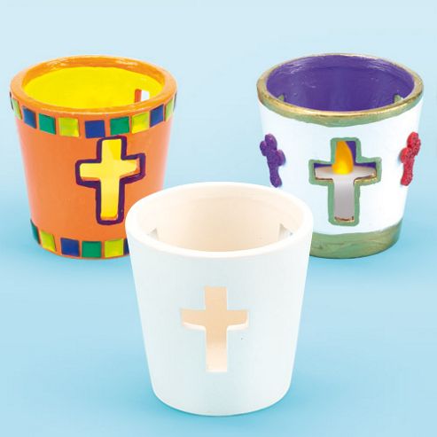Image of Cross Ceramic Tealight Holders (box Of 4)