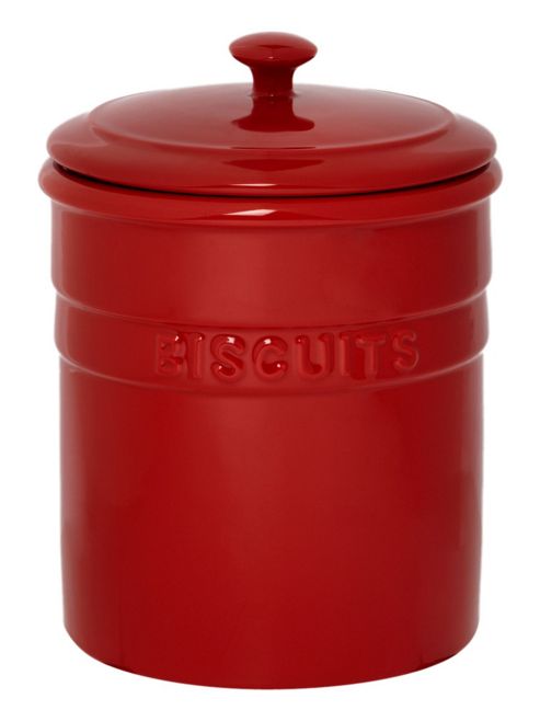 Image of Linea Ceramic Maison Biscuit Jar In Red